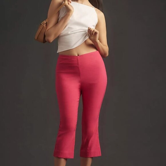 NWT Anthropologie Maeve Structured Pink Capri Pants- Size 16